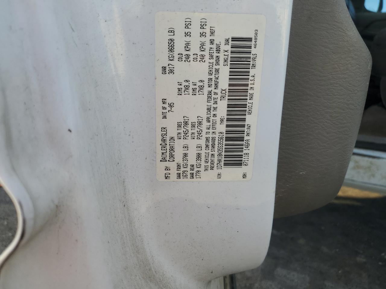 2005 Dodge Ram 1500 St VIN: 1D7HA18N35S355610 Lot: 92635345