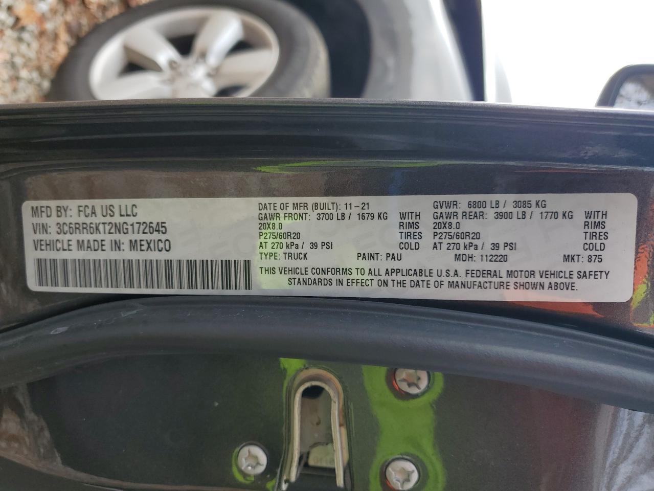 2022 Ram 1500 Classic Tradesman VIN: 3C6RR6KT2NG172645 Lot: 93400645