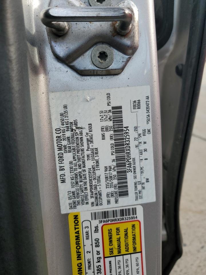 2013 Ford Fusion Se VIN: 3FA6P0HRXDR325954 Lot: 93001065