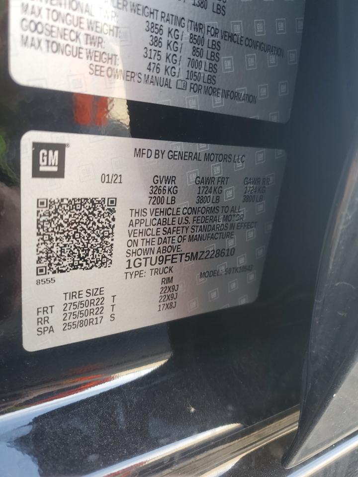 2021 GMC Sierra K1500 Denali VIN: 1GTU9FET5MZ228610 Lot: 91302615