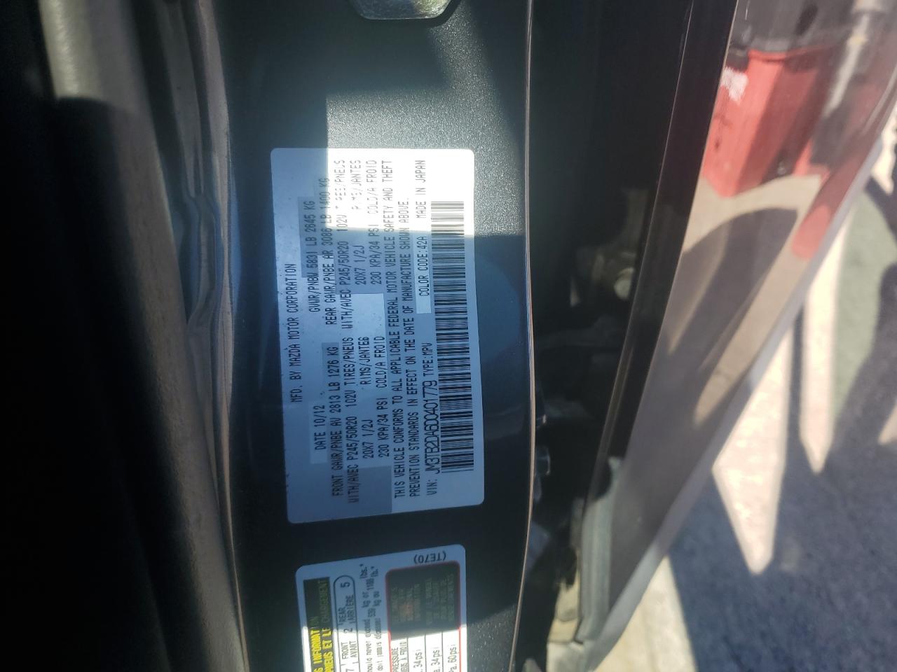 2013 Mazda Cx-9 Grand Touring VIN: JM3TB2DA6D0401779 Lot: 91157735