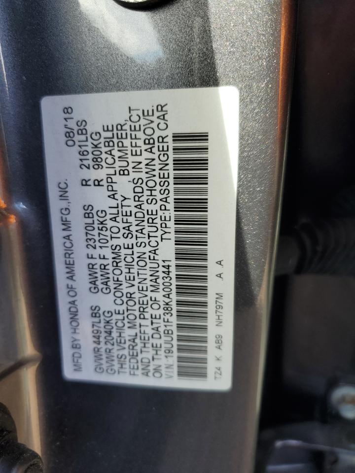 2019 Acura Tlx VIN: 19UUB1F38KA003441 Lot: 90666965