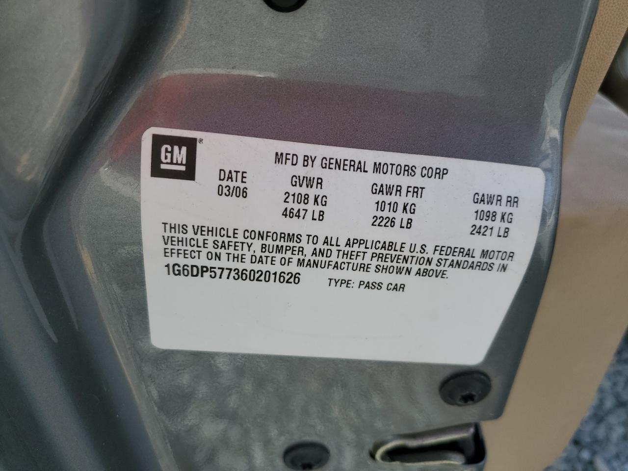 2006 Cadillac Cts Hi Feature V6 VIN: 1G6DP577360201626 Lot: 93480705