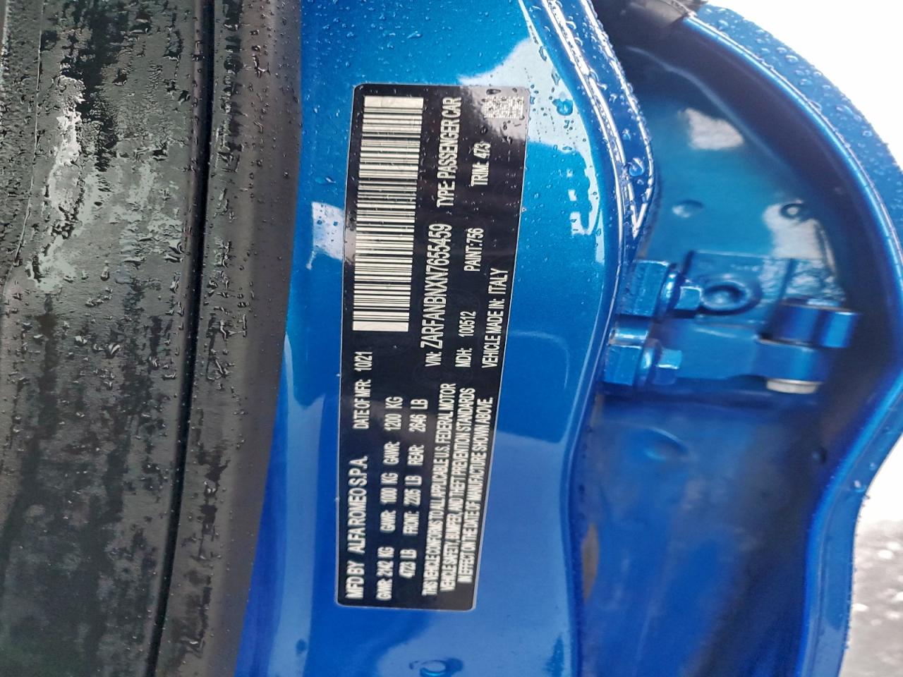 2022 Alfa Romeo Giulia Super VIN: ZARFANBNXN7655459 Lot: 94562915