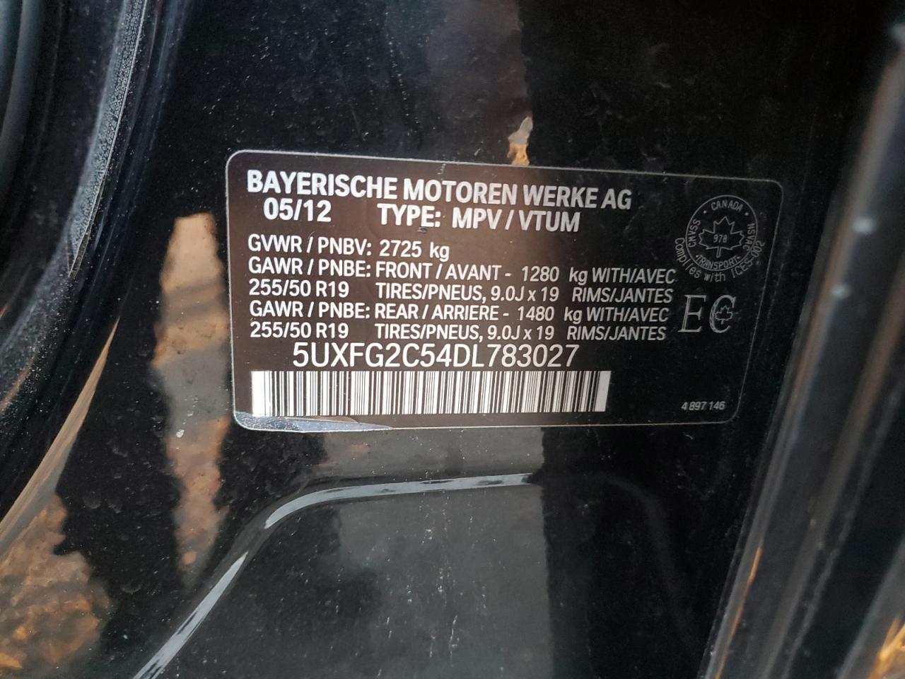 2013 BMW X6 xDrive35I VIN: 5UXFG2C54DL783027 Lot: 92997035