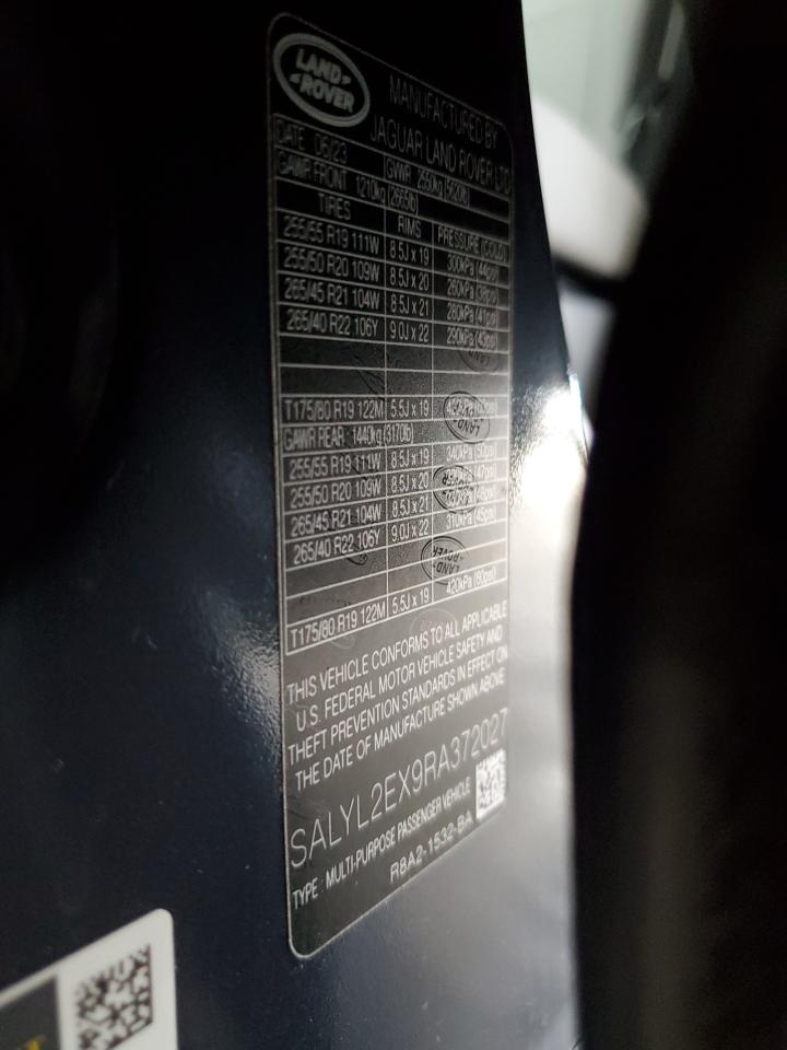 2024 Land Rover Range Rover Velar Dynamic Se VIN: SALYL2EX9RA372027 Lot: 91488335