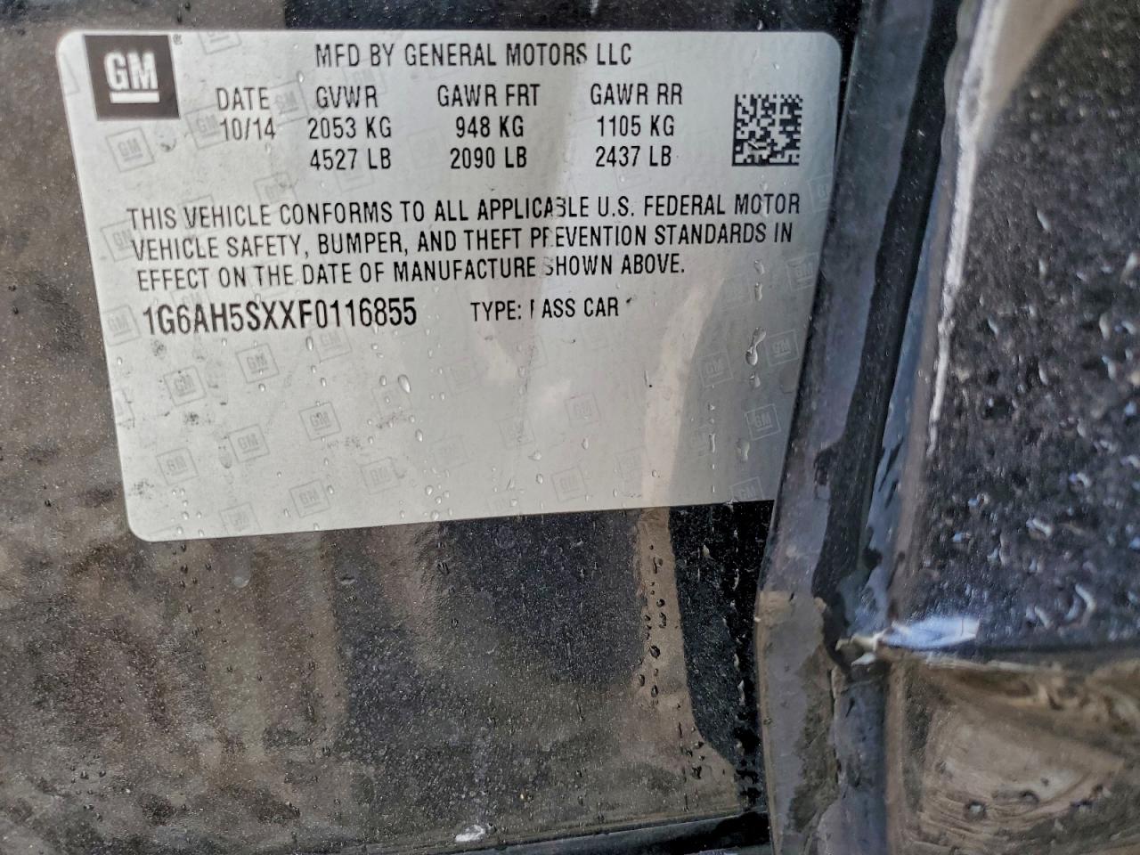 2015 Cadillac Ats Luxury VIN: 1G6AH5SXXF0116855 Lot: 93342215