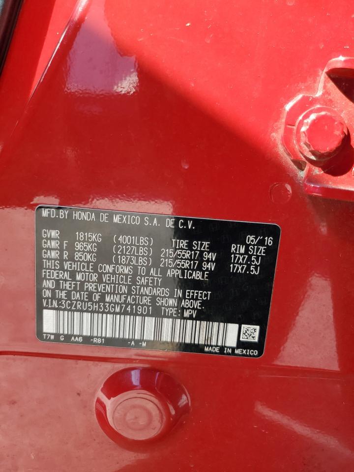 2016 Honda Hr-V Lx VIN: 3CZRU5H33GM741901 Lot: 93568205