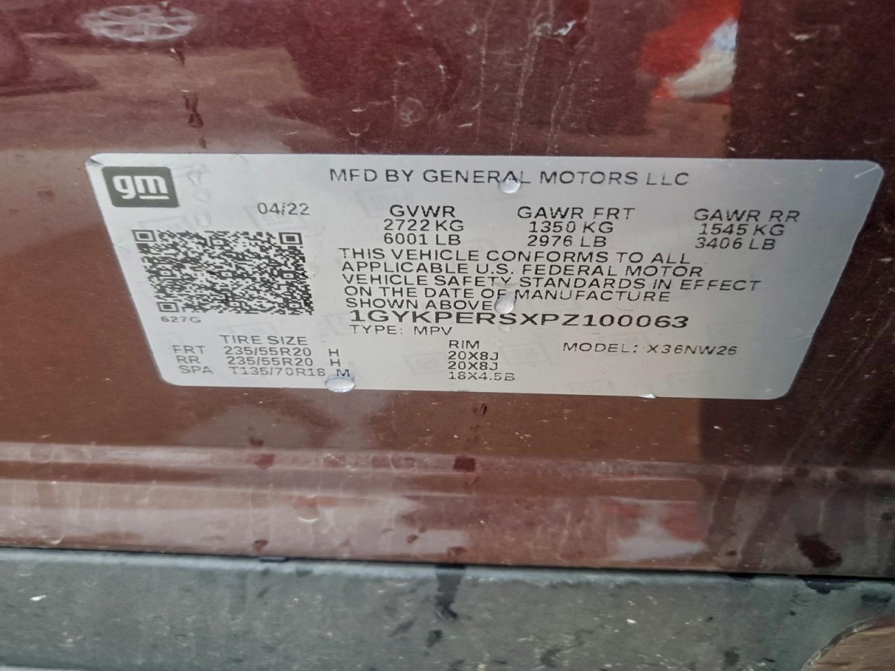 2023 Cadillac Xt6 Platinum Premium Luxury VIN: 1GYKPERSXPZ100063 Lot: 93914585