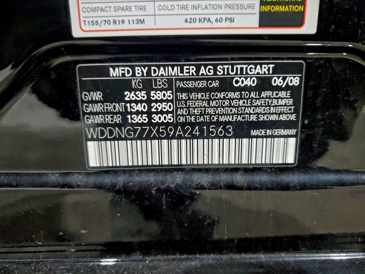 2009 Mercedes-Benz S 63 Amg VIN: WDDNG77X59A241563 Lot: 94510065