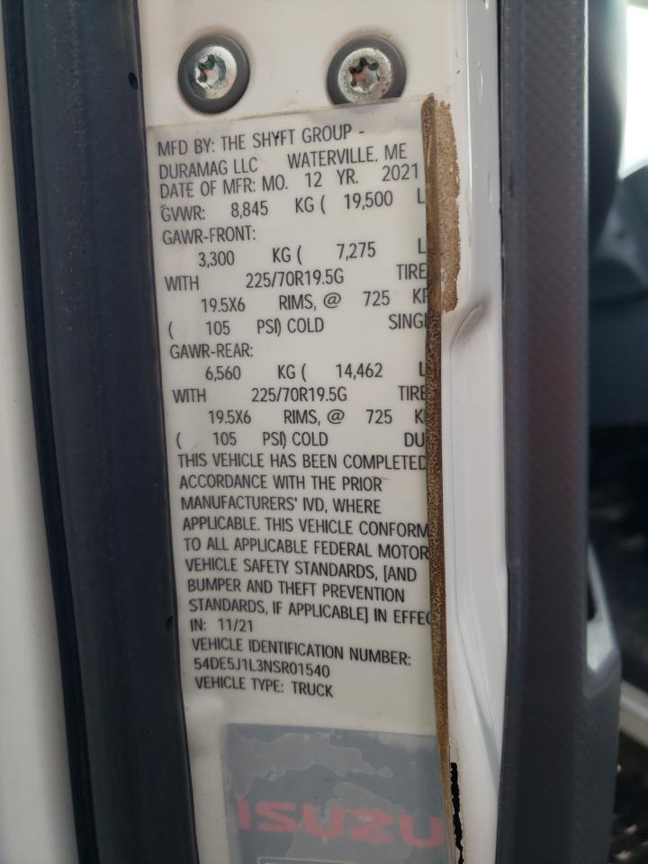 2022 Isuzu Nrr VIN: 54DE5J1L3NSR01540 Lot: 93036995