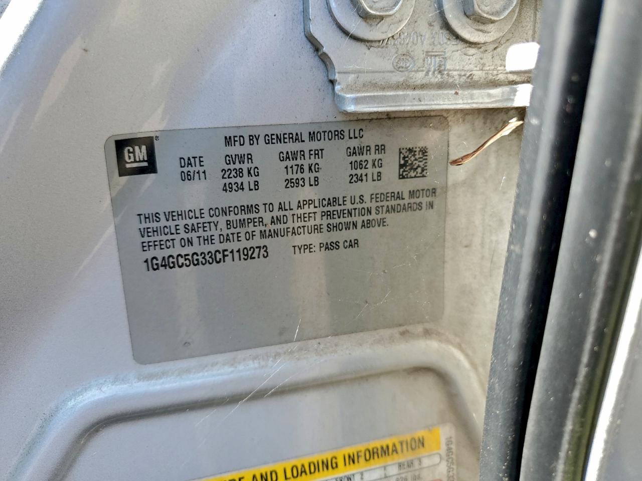 2012 Buick Lacrosse VIN: 1G4GC5G33CF119273 Lot: 93496185