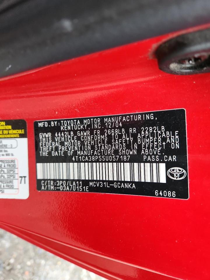 2005 Toyota Camry Solara Se VIN: 4T1CA38P55U057187 Lot: 92161735