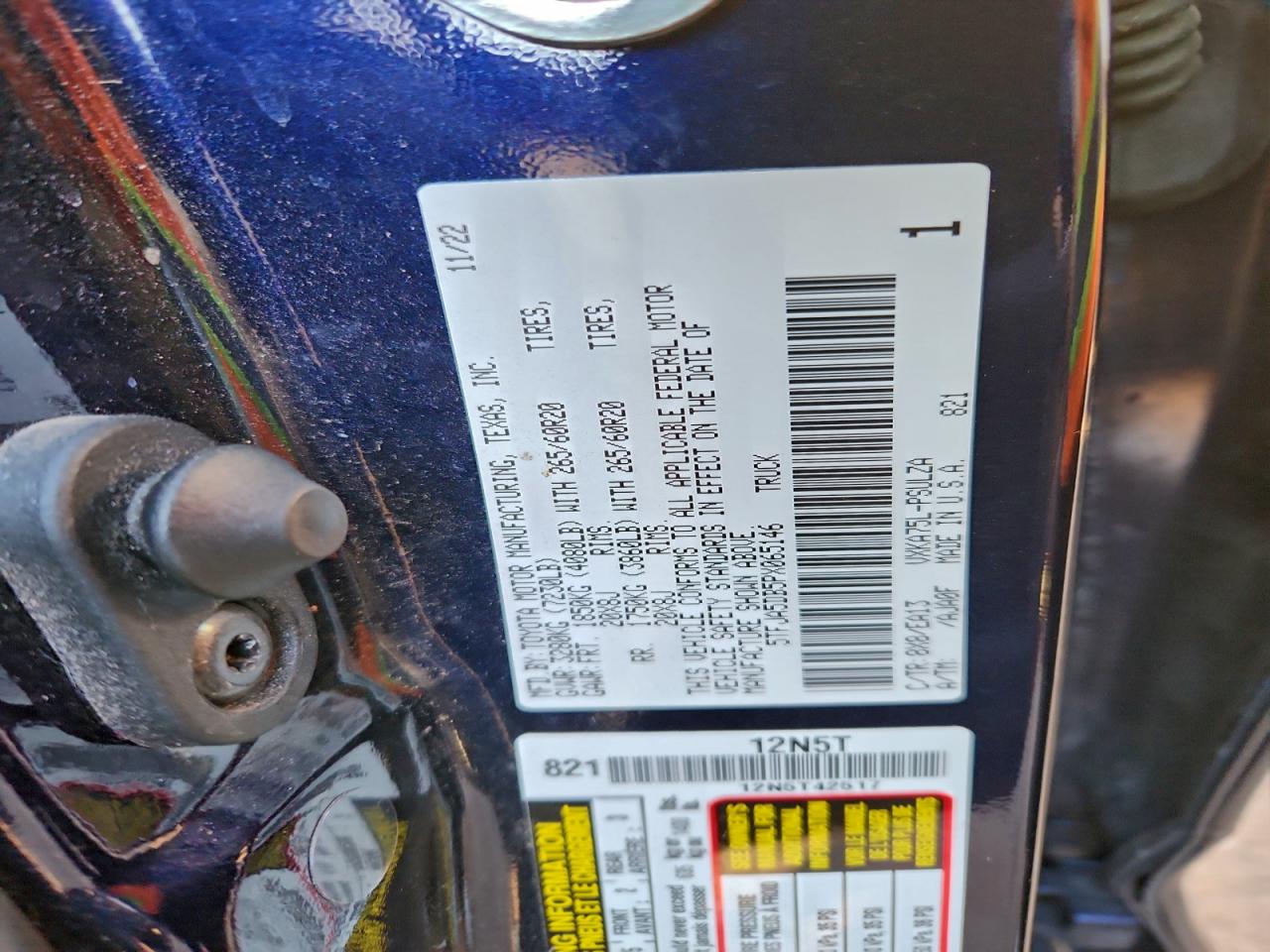 2023 Toyota Tundra Crewmax Limited VIN: 5TFJA5DB5PX065146 Lot: 93987485