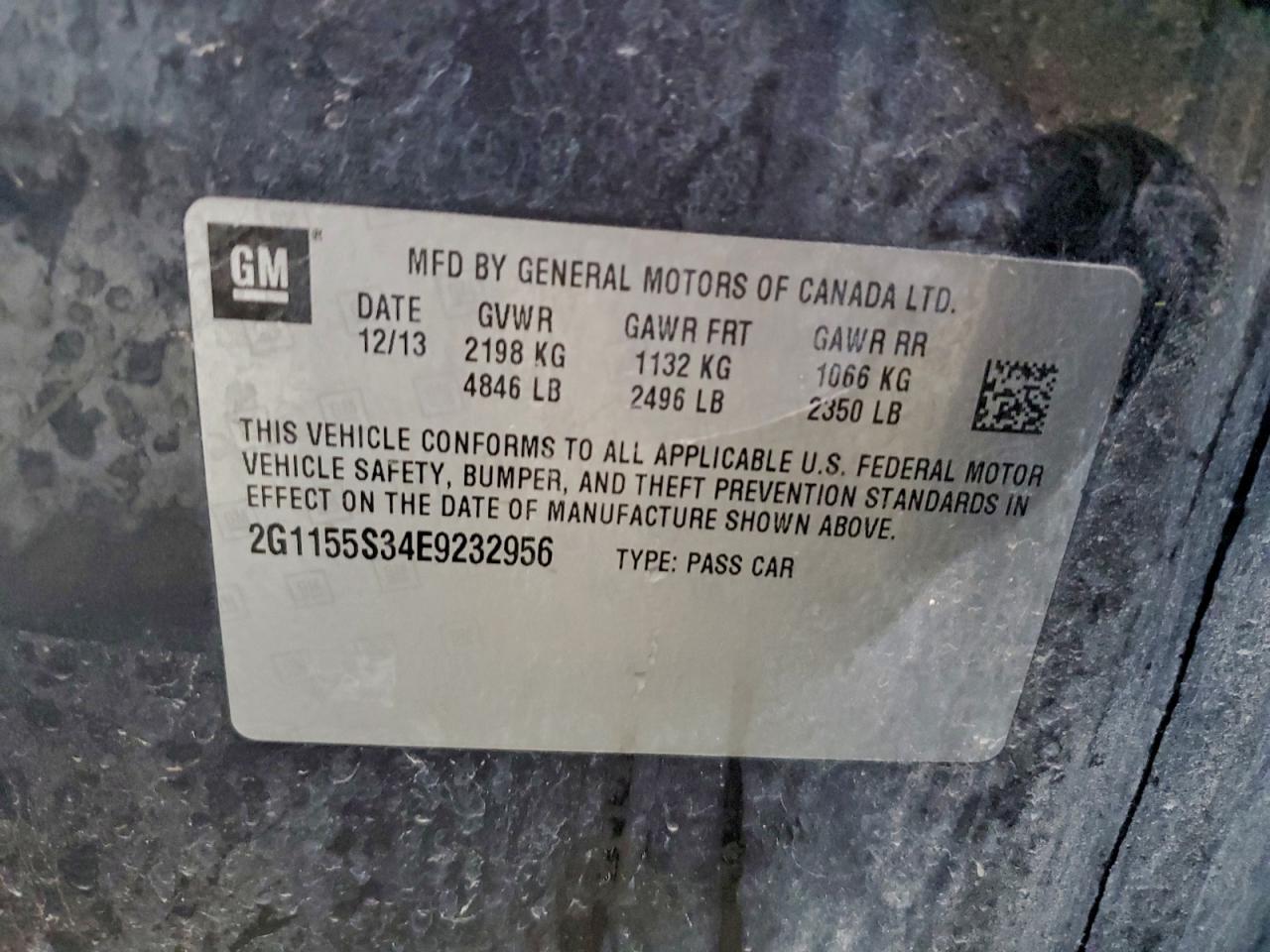 2014 Chevrolet Impala Ltz VIN: 2G1155S34E9232956 Lot: 93134235