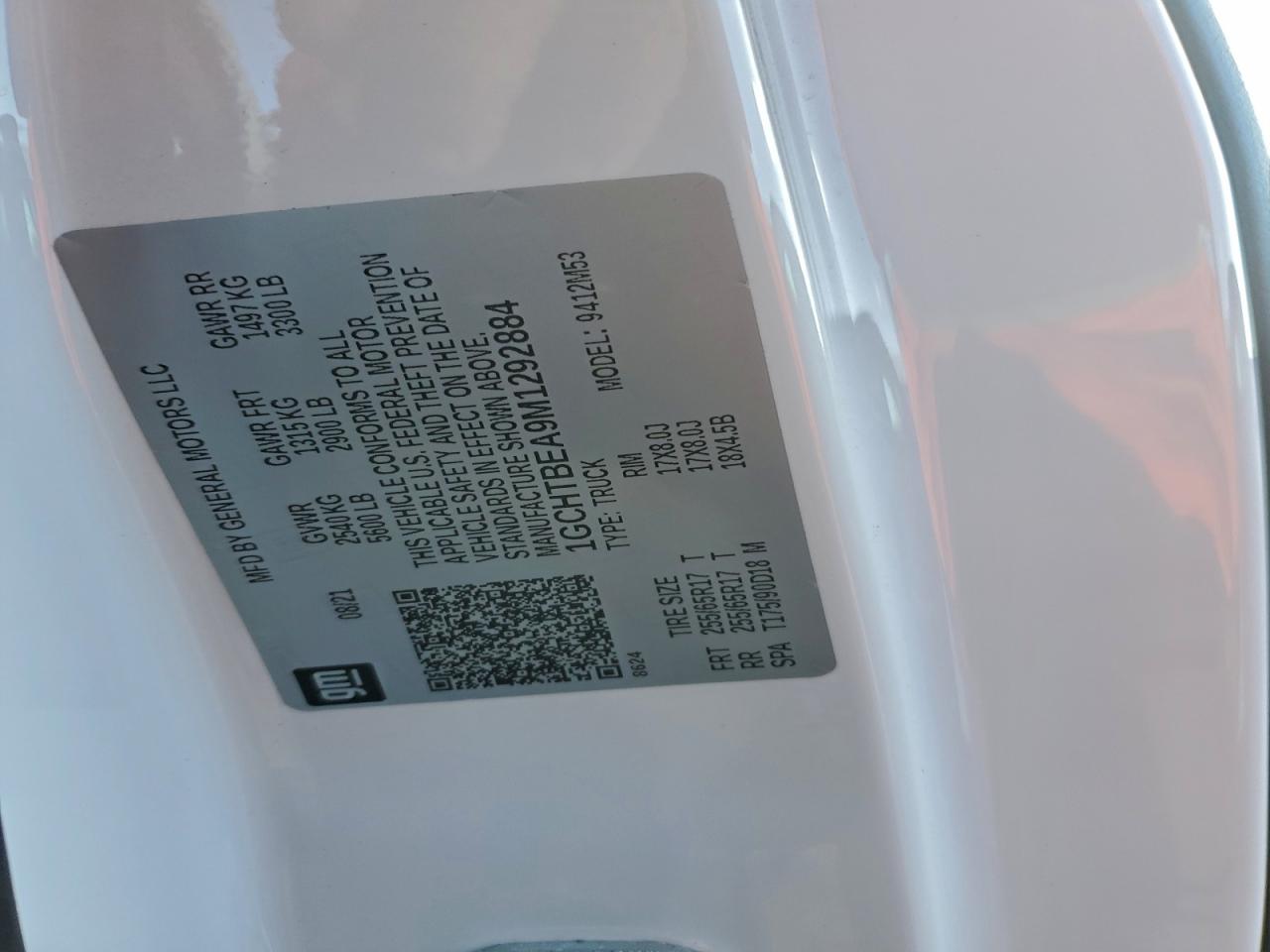 2021 Chevrolet Colorado VIN: 1GCHTBEA9M1292884 Lot: 94226995