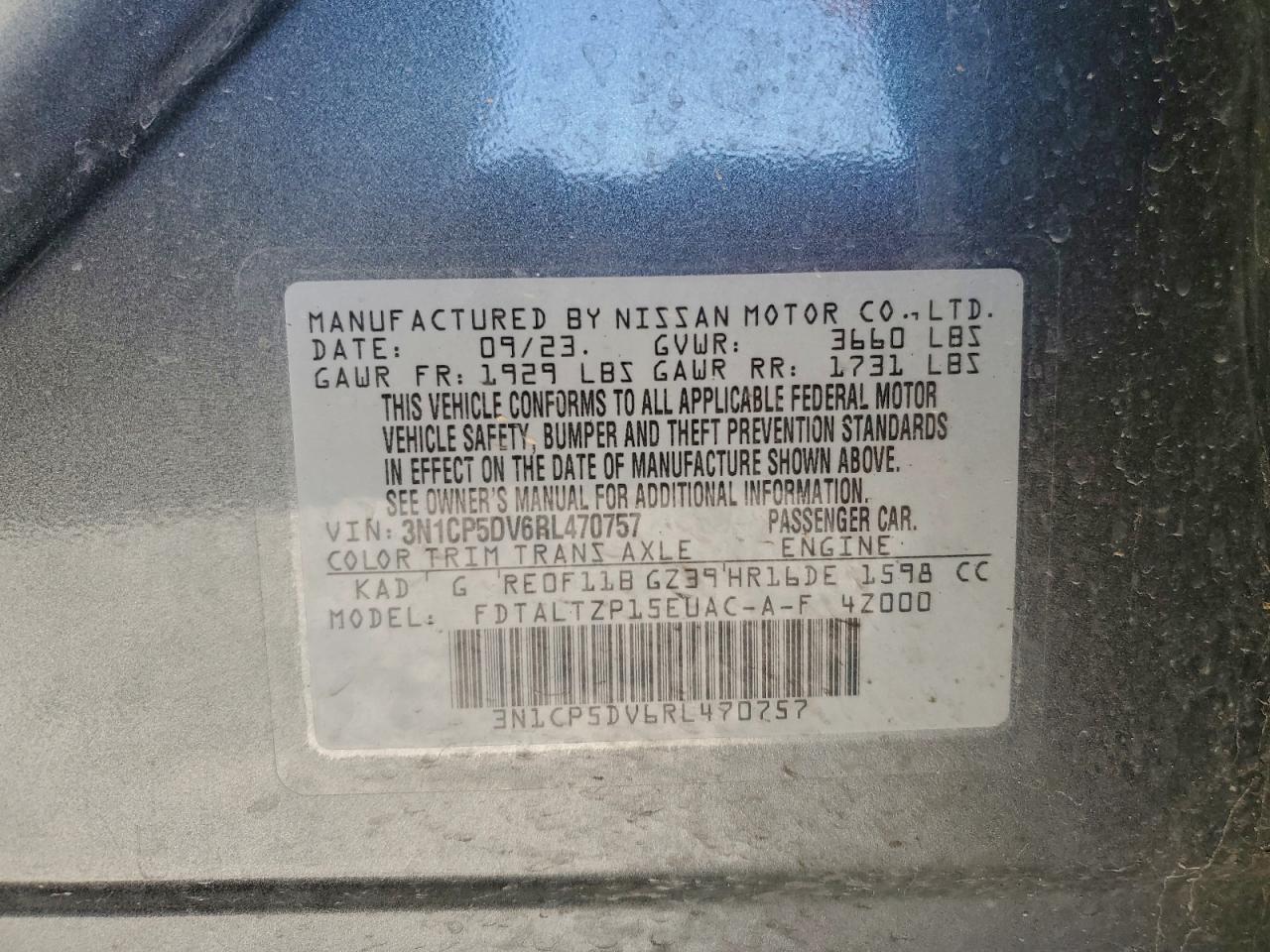 2024 Nissan Kicks Sr VIN: 3N1CP5DV6RL470757 Lot: 94470915