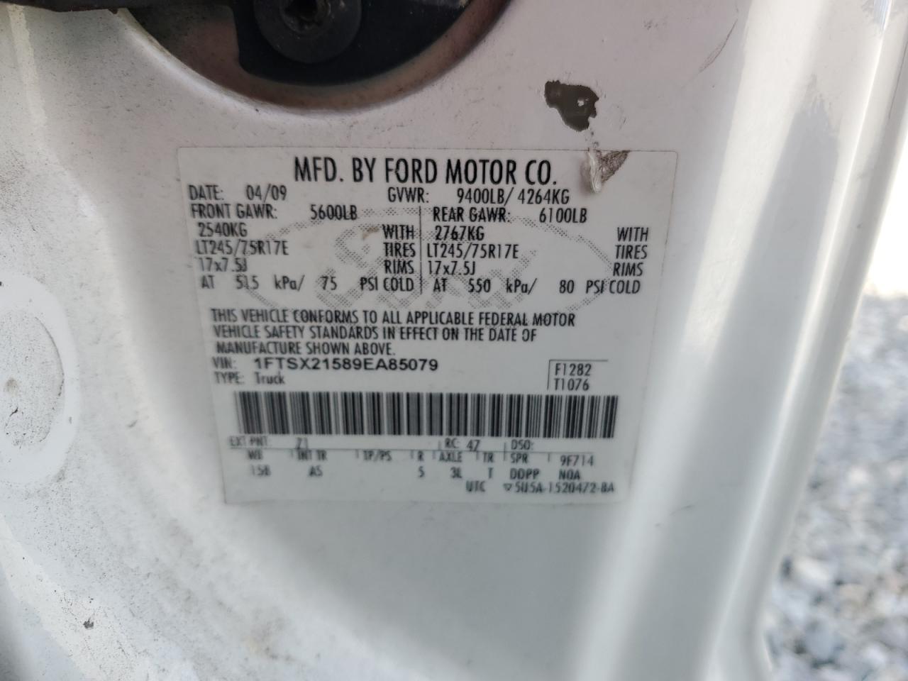 2009 Ford F250 Super Duty VIN: 1FTSX21589EA85079 Lot: 91528775