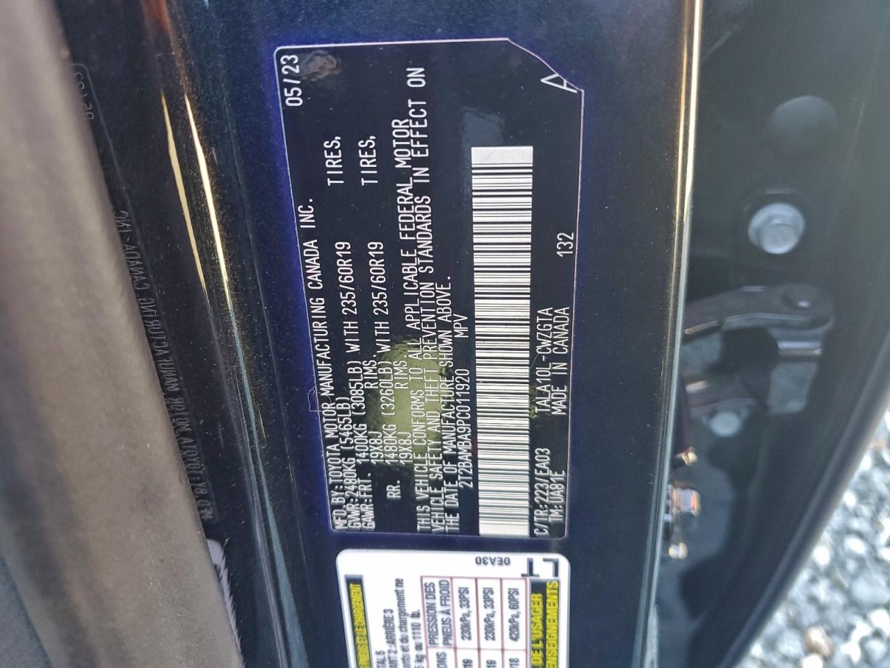 2023 Lexus Rx 350 Base VIN: 2T2BAMBA9PC011920 Lot: 94286645