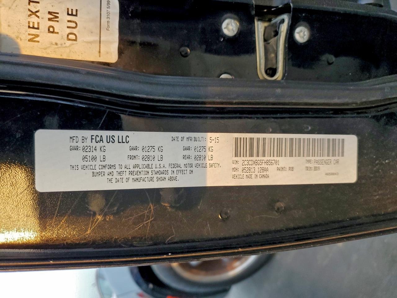 2015 Dodge Charger Se VIN: 2C3CDXBG5FH856701 Lot: 94066635