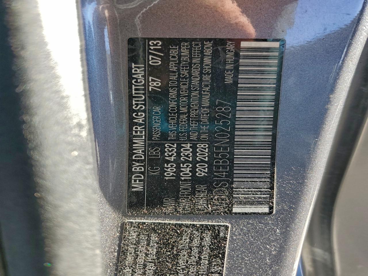 2014 Mercedes-Benz Cla 250 VIN: WDDSJ4EB5EN025287 Lot: 92186785