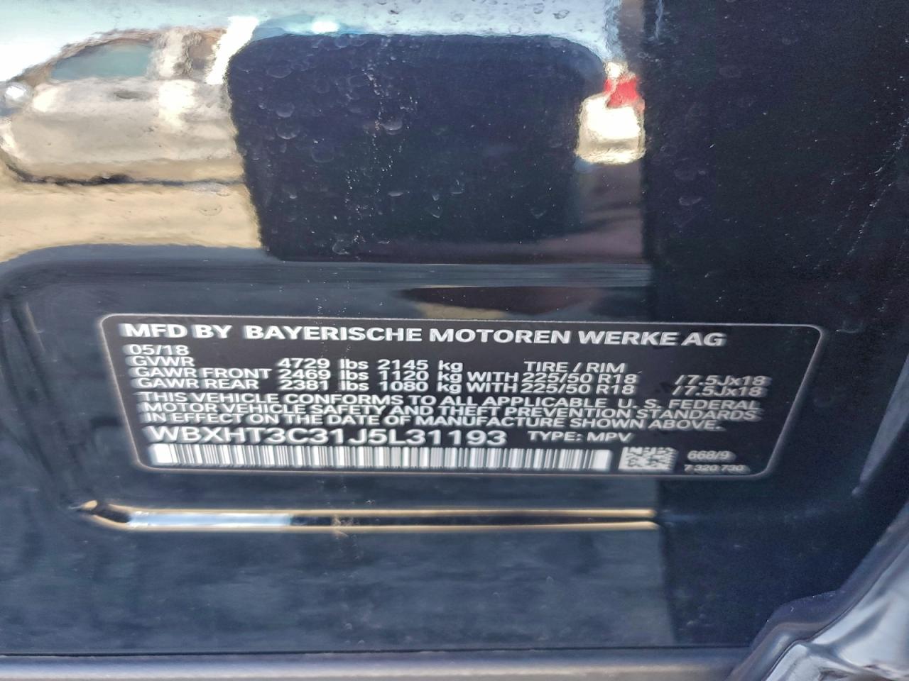 2018 BMW X1 xDrive28I VIN: WBXHT3C31J5L31193 Lot: 93976435