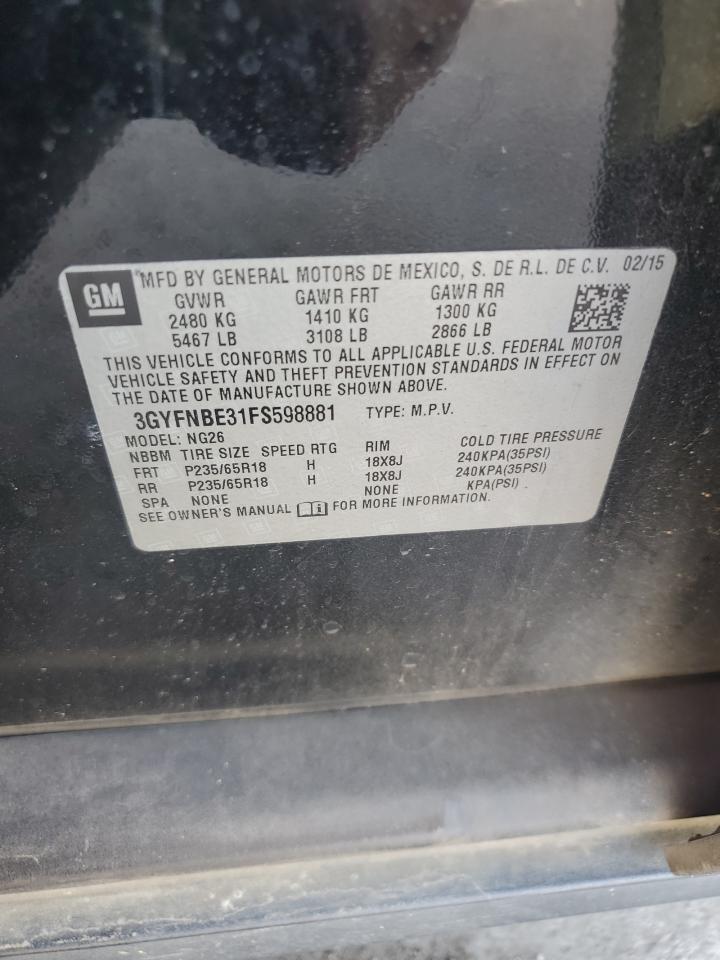 2015 Cadillac Srx Luxury Collection VIN: 3GYFNBE31FS598881 Lot: 93295795