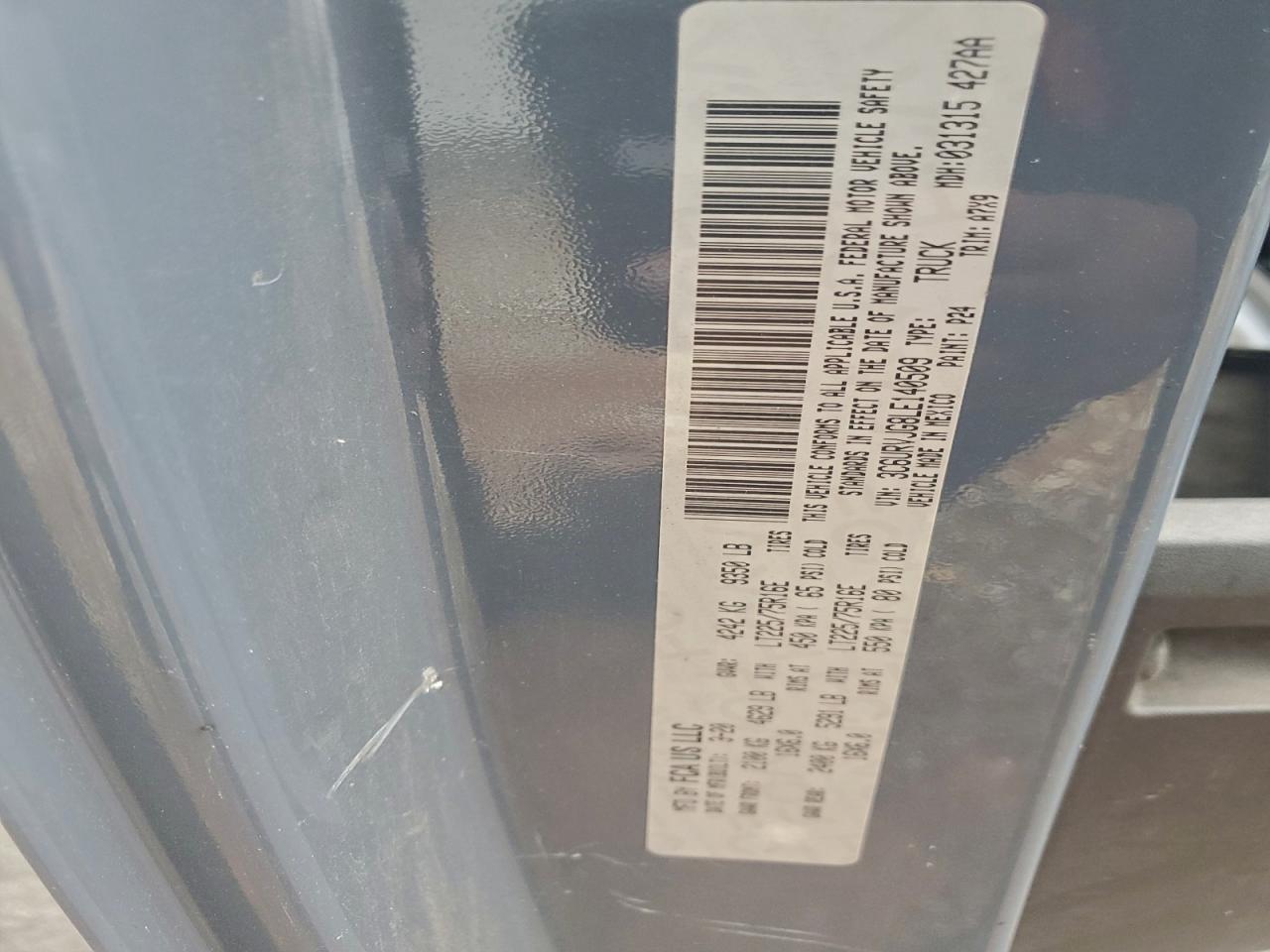 2020 Ram Promaster Delivery Van VIN: 3C6URVJG8LE140509 Lot: 87413915