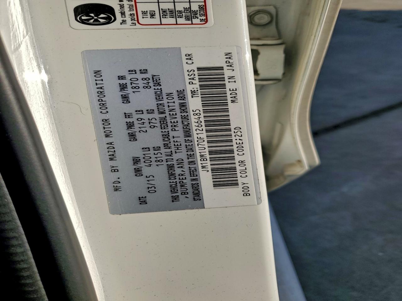 2015 Mazda 3 Sport VIN: JM1BM1U70F1266485 Lot: 93295765