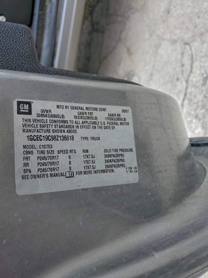 2008 Chevrolet Silverado C1500 VIN: 1GCEC19C98Z136618 Lot: 93351405