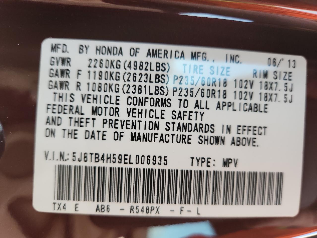 2014 Acura Rdx Technology VIN: 5J8TB4H59EL006935 Lot: 92638585