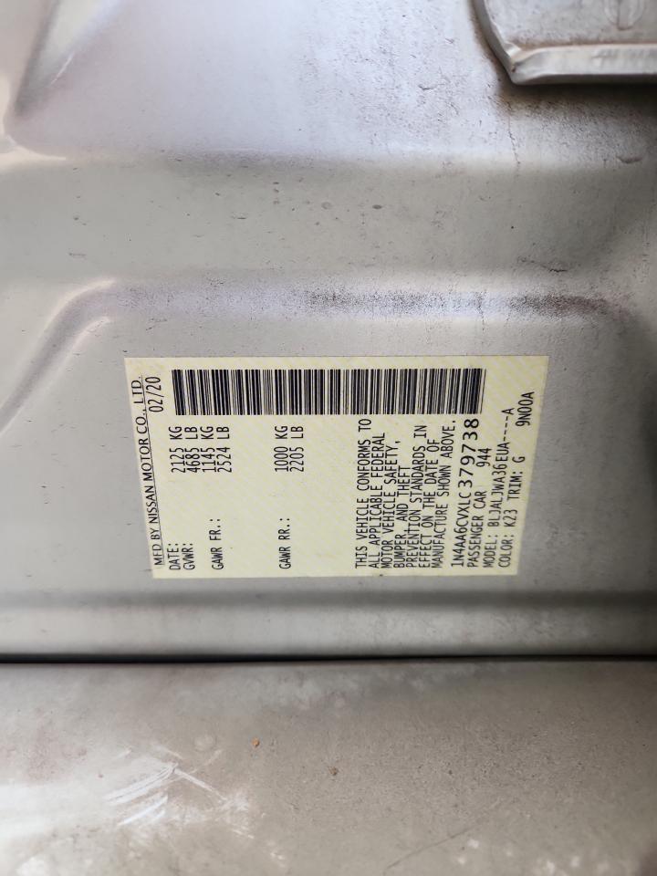 2020 Nissan Maxima Sv VIN: 1N4AA6CVXLC379738 Lot: 93418725