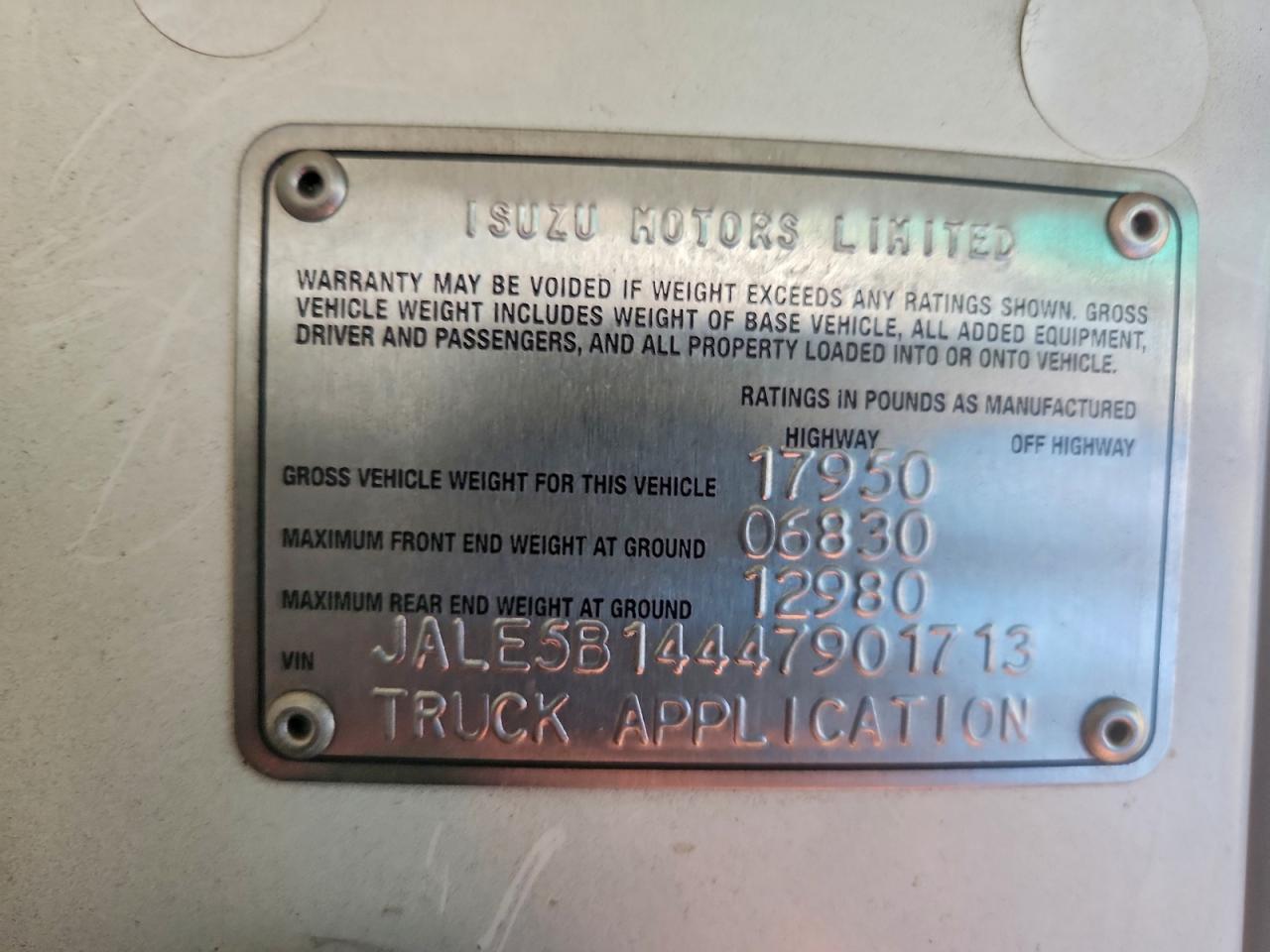 2004 Isuzu Nqr VIN: JALE5B14447901713 Lot: 91839725