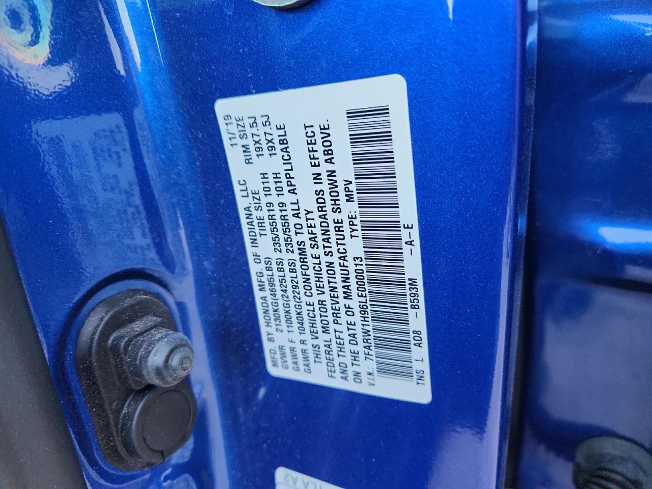 2020 Honda Cr-V Touring VIN: 7FARW1H96LE000013 Lot: 91433065