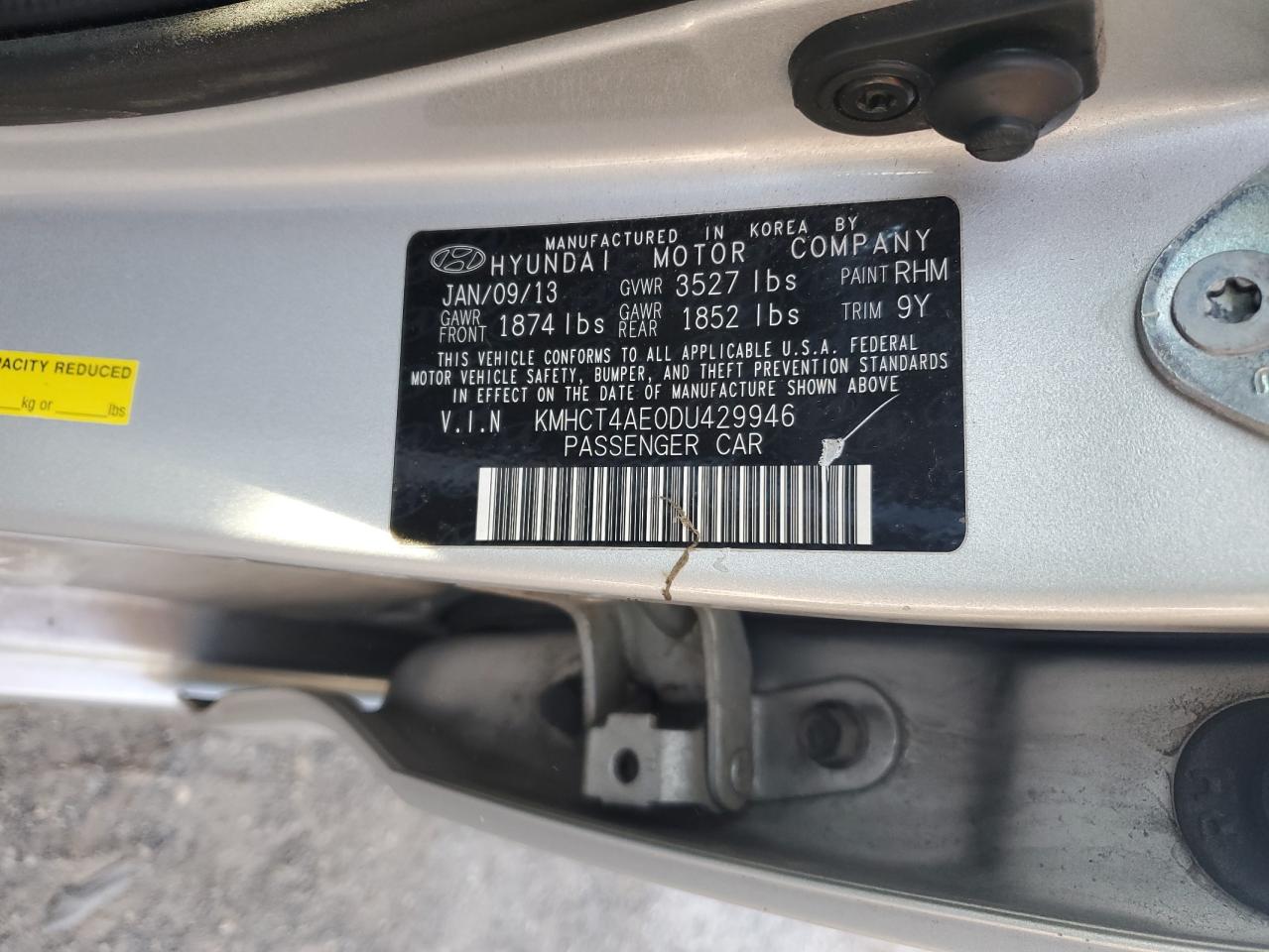 2013 Hyundai Accent Gls VIN: KMHCT4AE0DU429946 Lot: 92734945