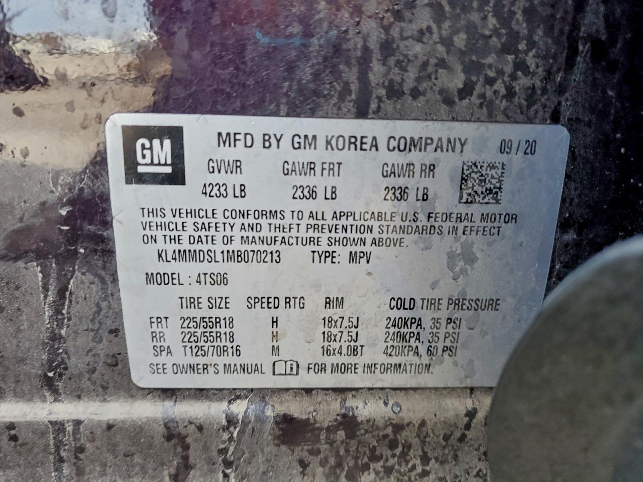 2021 Buick Encore Gx Select VIN: KL4MMDSL1MB070213 Lot: 94025415