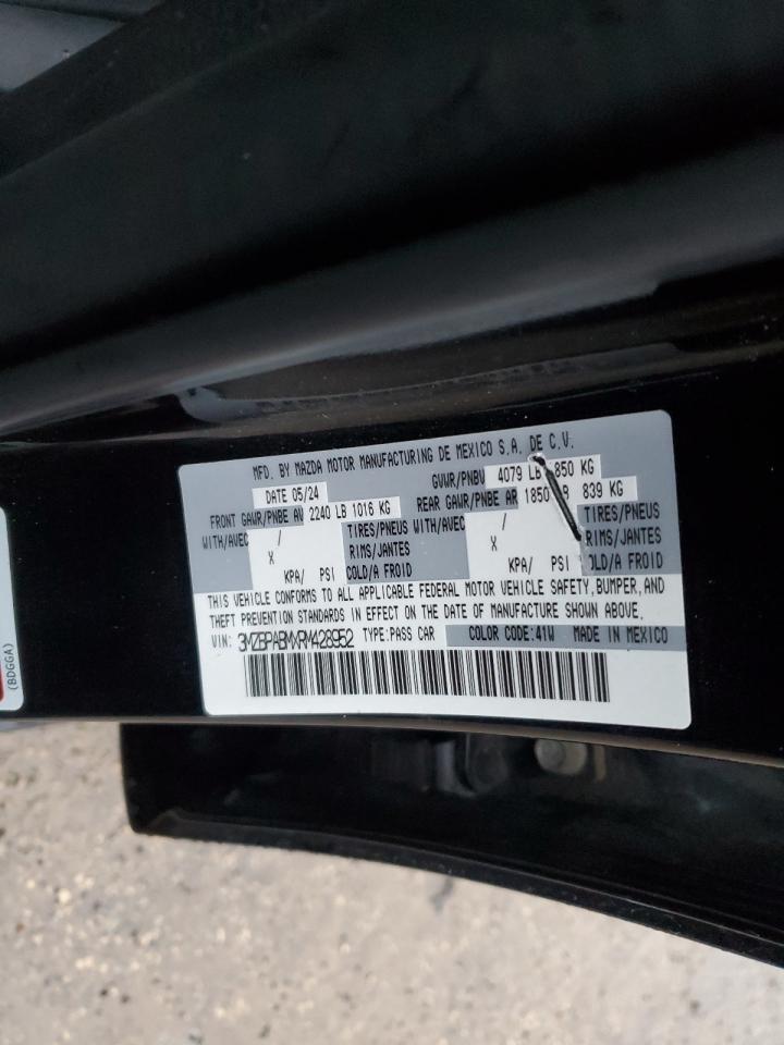 2024 Mazda 3 Select Sport VIN: 3MZBPABMXRM428952 Lot: 93309255
