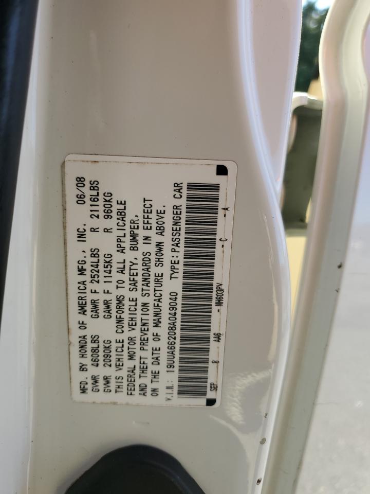 2008 Acura Tl VIN: 19UUA66208A049040 Lot: 91273975