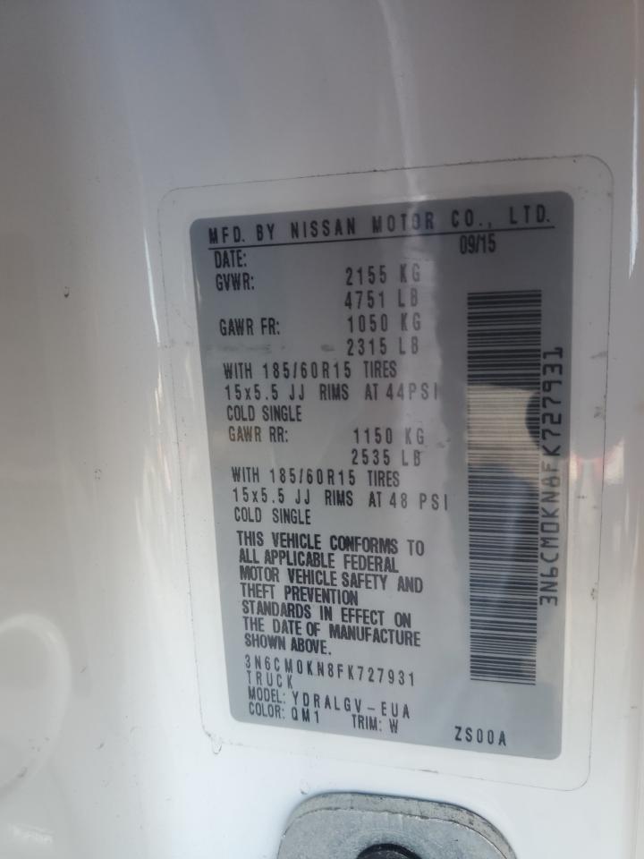 2015 Nissan Nv200 2.5S VIN: 3N6CM0KN8FK727931 Lot: 93766655