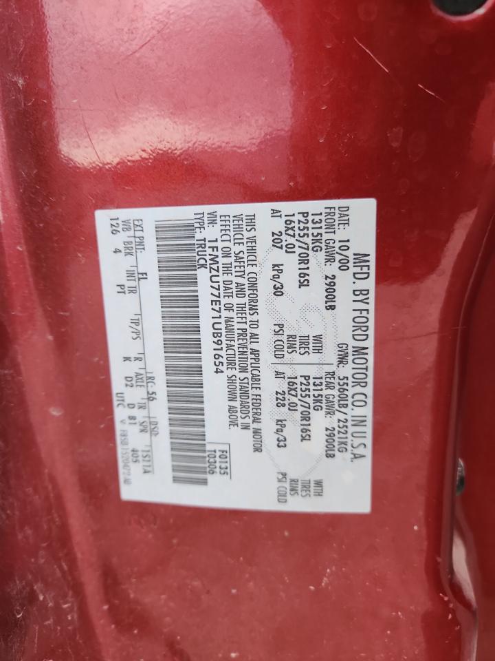 2001 Ford Explorer Sport Trac VIN: 1FMZU77E71UB91654 Lot: 92940825