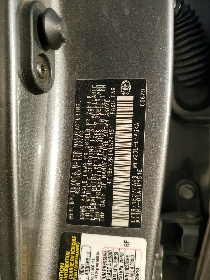 2004 Toyota Camry Le VIN: 4T1BF32K44U574151 Lot: 91828115