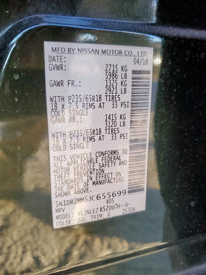 2018 Nissan Pathfinder S VIN: 5N1DR2MM5JC655699 Lot: 92647835