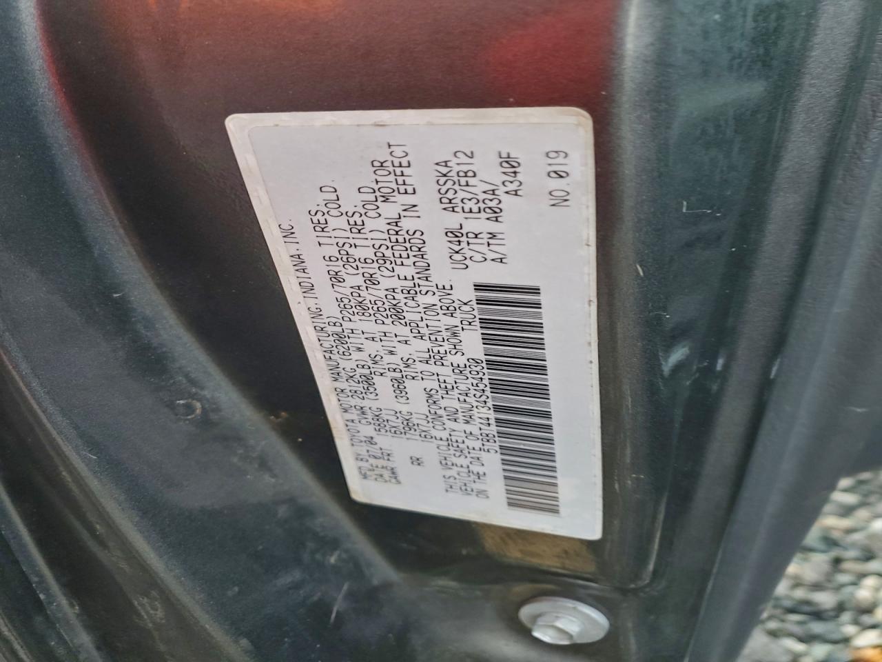 2004 Toyota Tundra Access Cab Sr5 VIN: 5TBBT44134S454930 Lot: 94109205