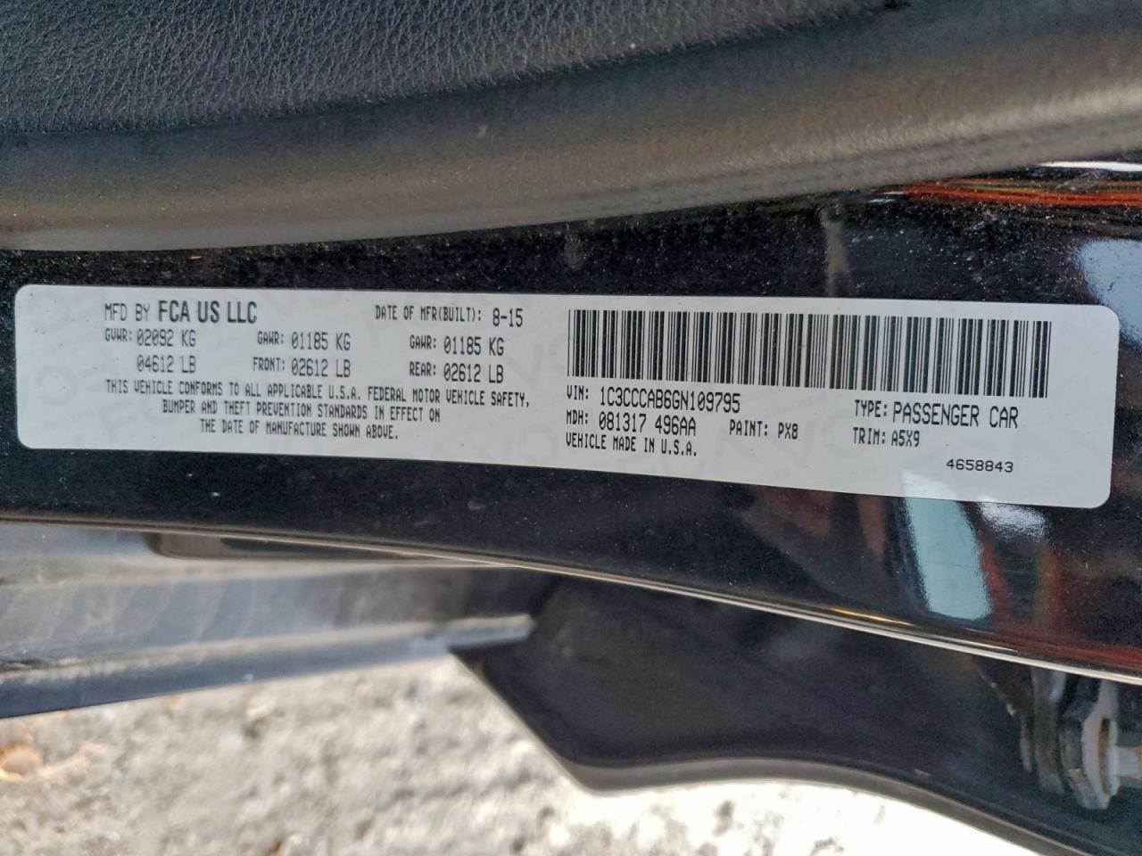 2016 Chrysler 200 Limited VIN: 1C3CCCAB6GN109795 Lot: 94187155