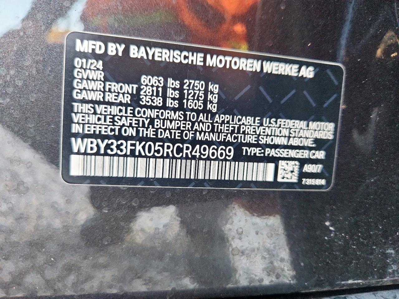 2024 BMW I5 Edrive 40 VIN: WBY33FK05RCR49669 Lot: 92306995