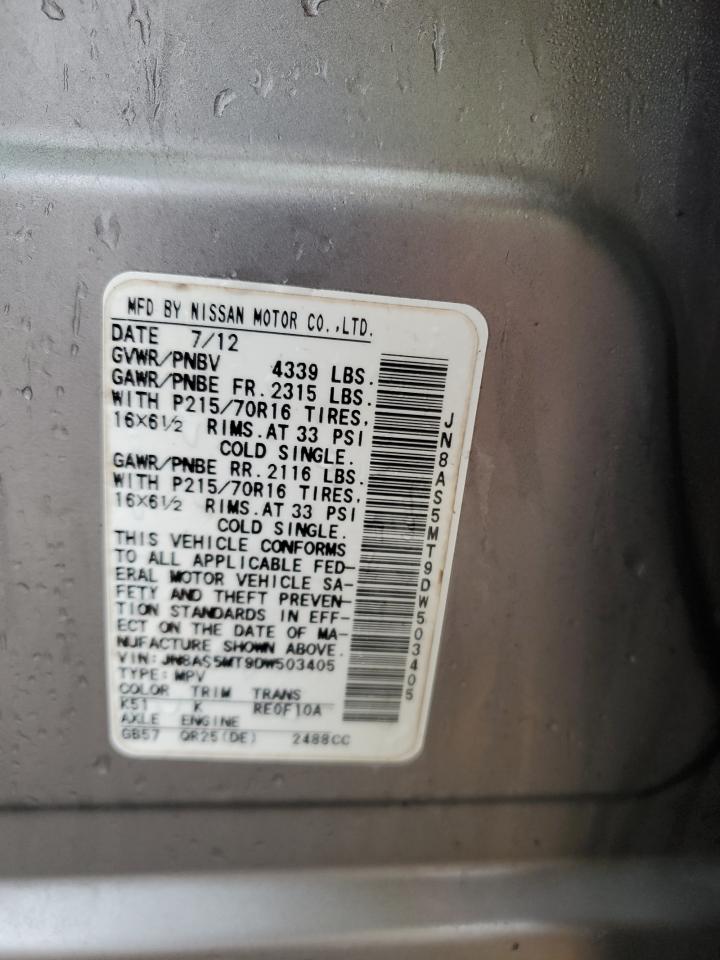 2013 Nissan Rogue S VIN: JN8AS5MT9DW503405 Lot: 96297175