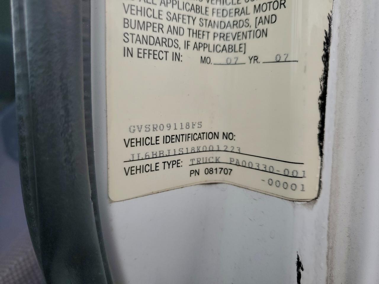 2008 Mitsubishi Fuso Truck Of America Inc Fe 84D VIN: JL6BBJ1S18K001223 Lot: 94087325