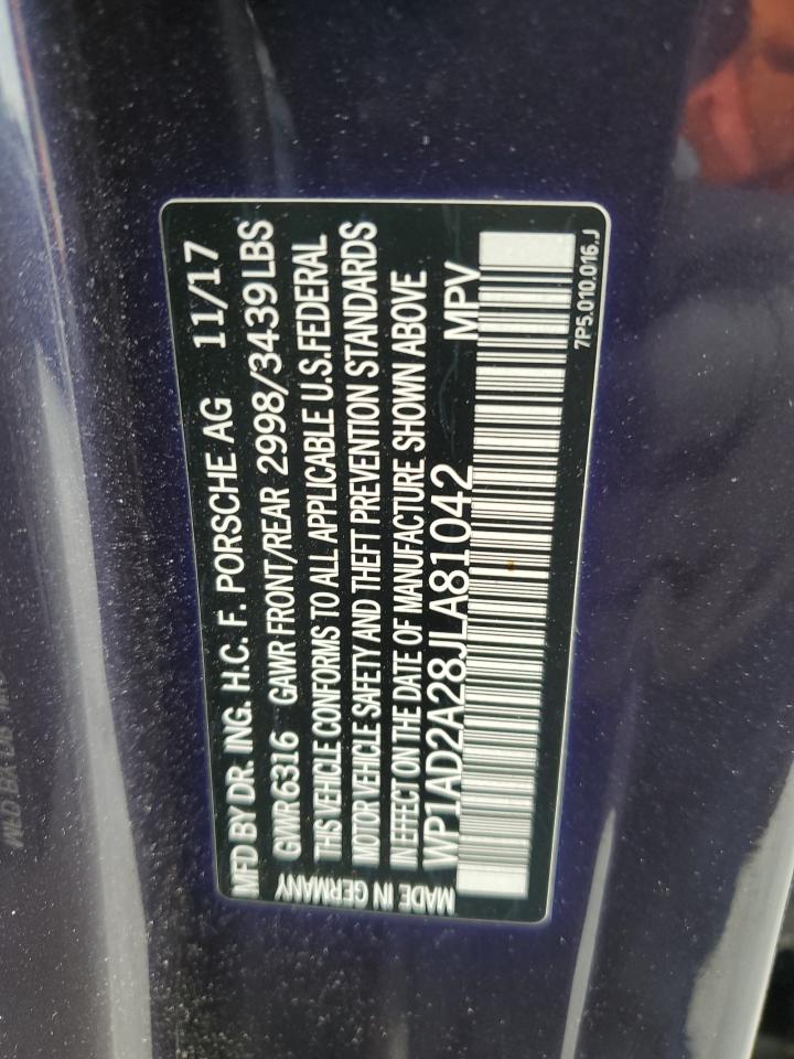 2018 Porsche Cayenne Gts VIN: WP1AD2A28JLA81042 Lot: 92724655