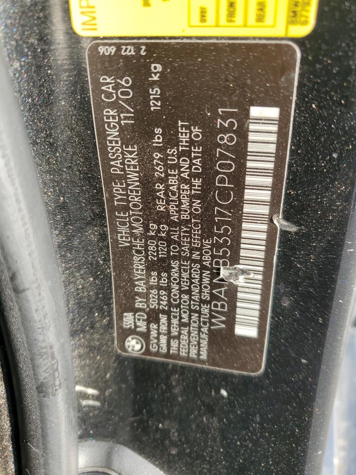 2007 BMW 550 I VIN: WBANB53517CP07831 Lot: 92034495