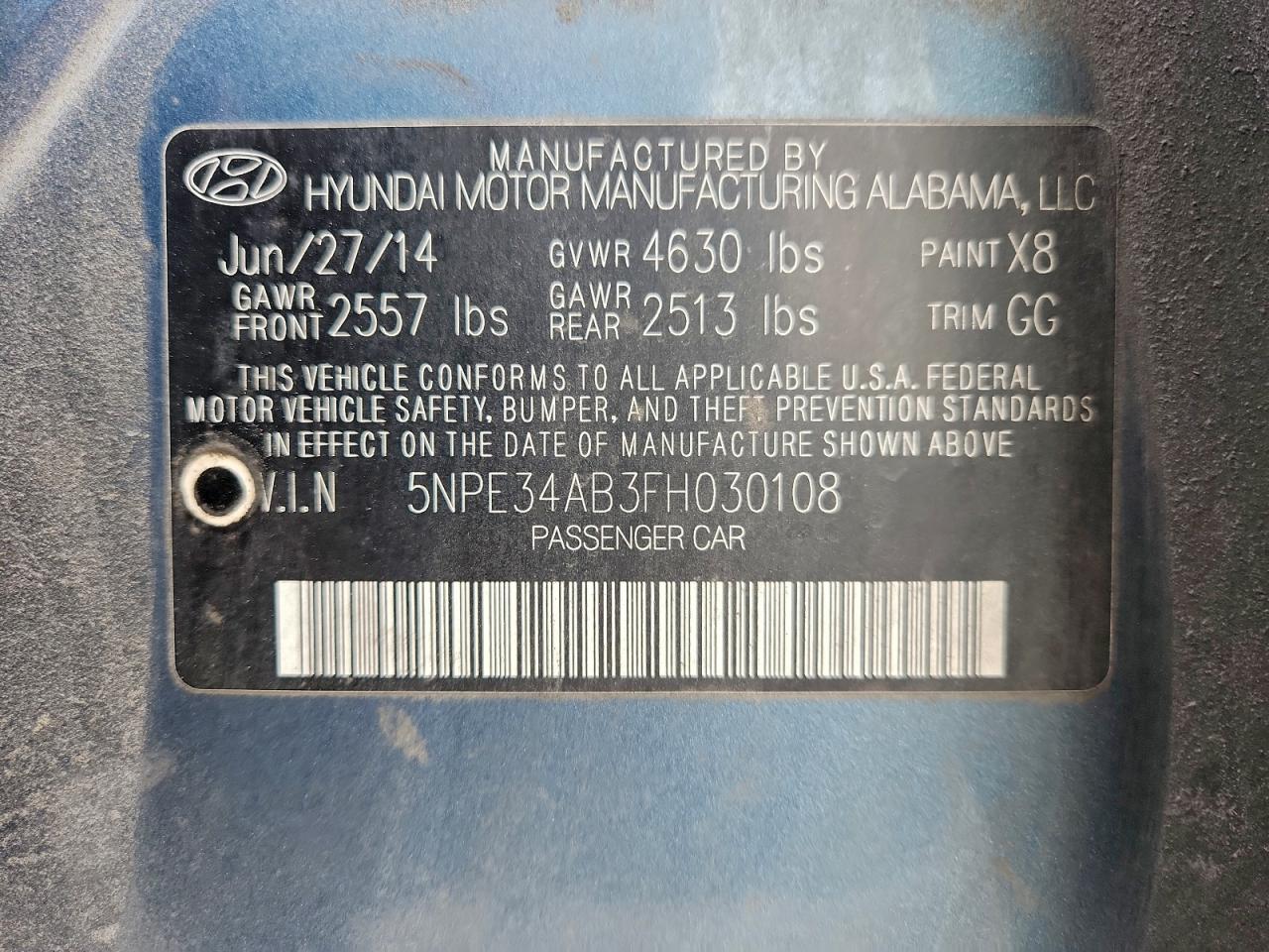 2015 Hyundai Sonata Sport VIN: 5NPE34AB3FH030108 Lot: 94284535